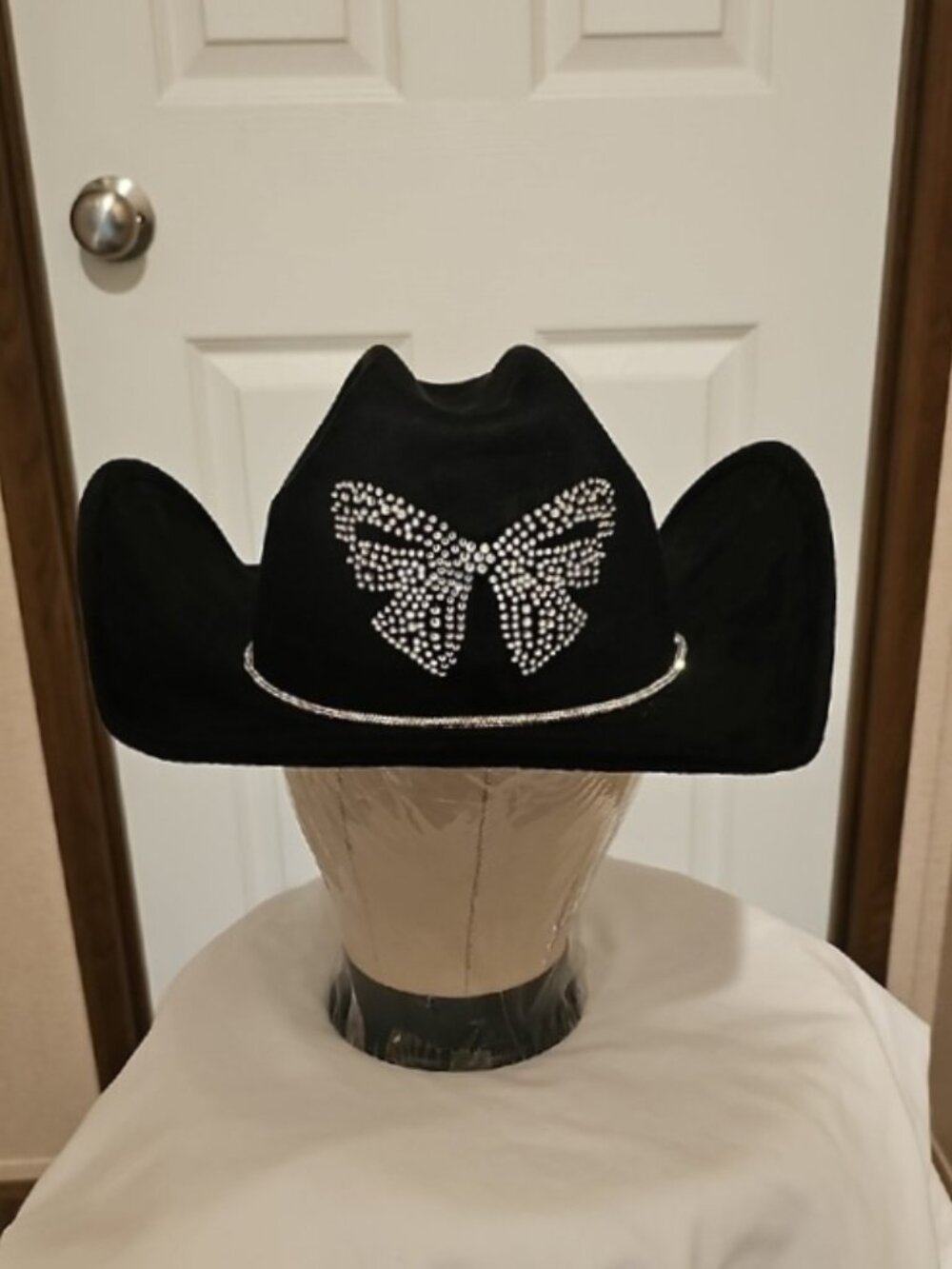 CATO Women's OS Black Cowboy Hat with Bling Bow New